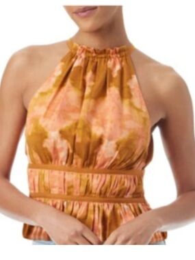 Sam Edelman Felicia Halter Top in Pumpkin Spice. Size Large